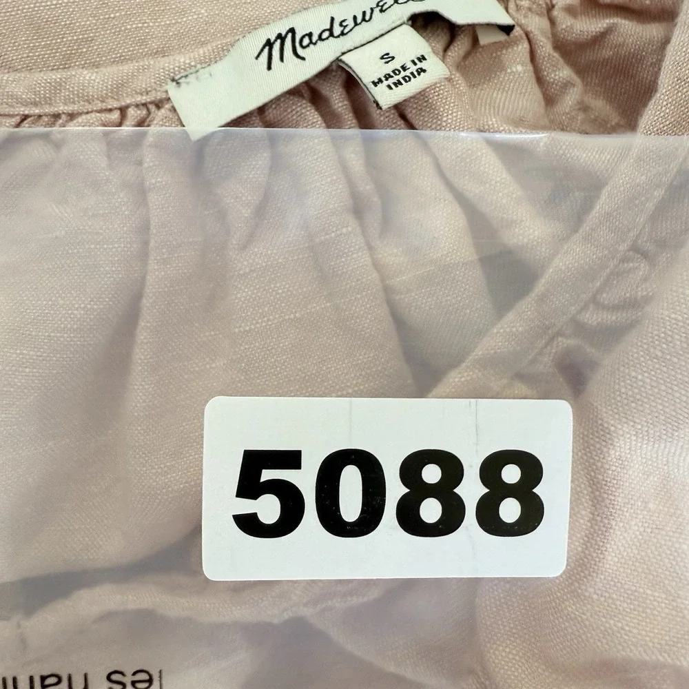Madewell Linen Blend Lorelei Mini‎ Dress Size Small $98 Tiered Pink Pockets